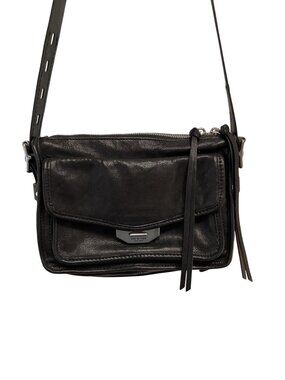 Rag & Bone Black Leather Crossbody Bag With Adjustable Strap Front Pocket & Zip